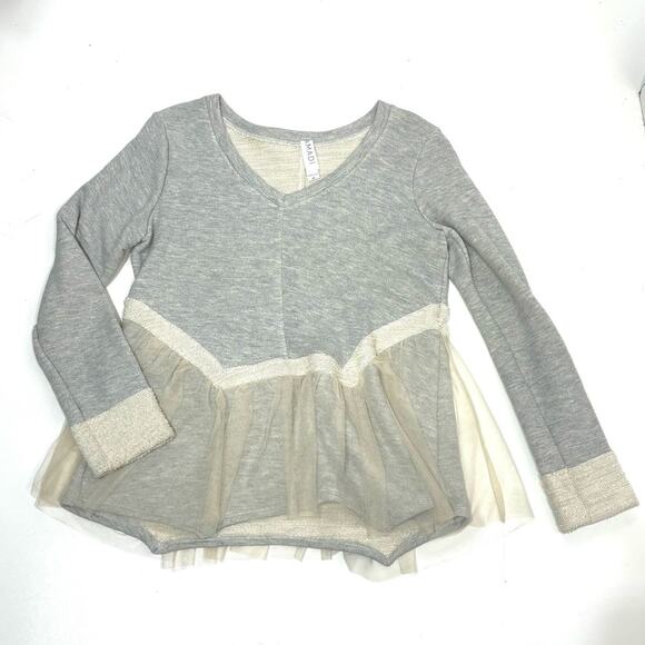 Anthropologie Amari Nutcracker French Terry Sweatshirt V Neck Sweater Gray M - Picture 1 of 10